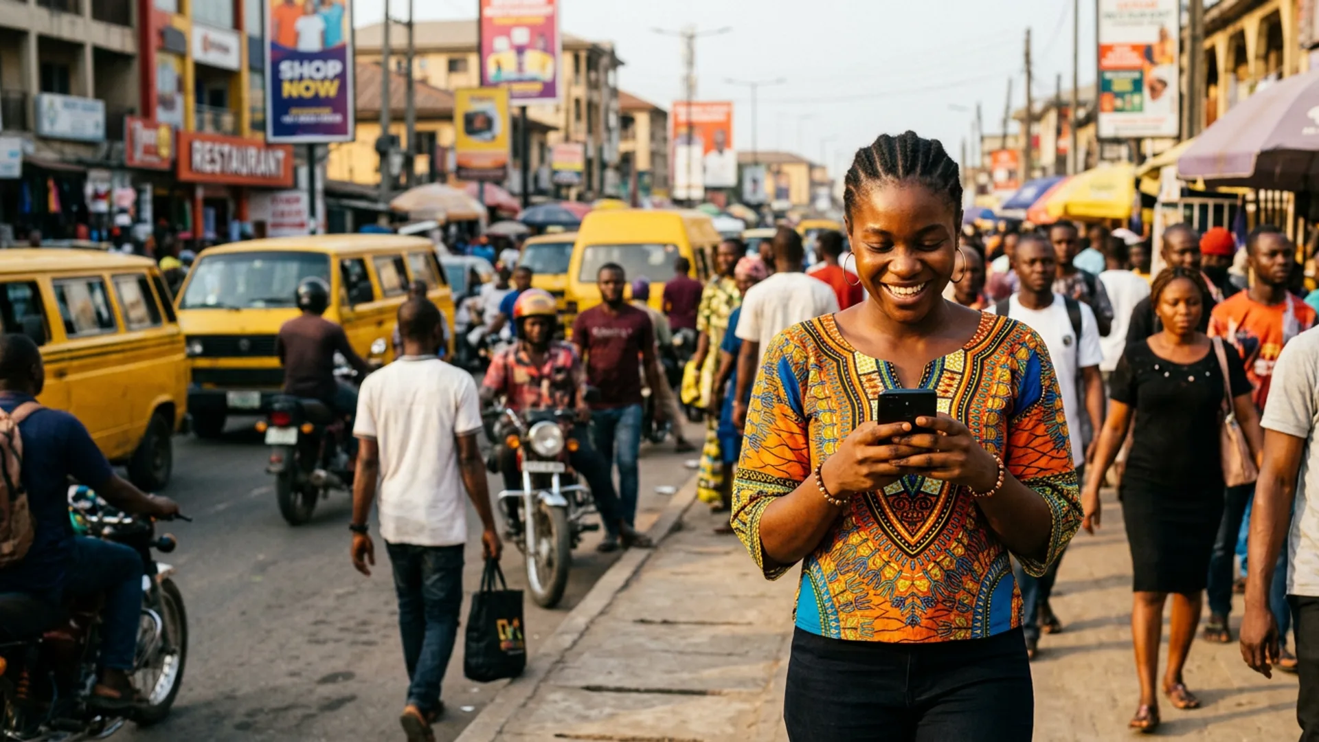 Young Nigerian with smartphone in Lagos